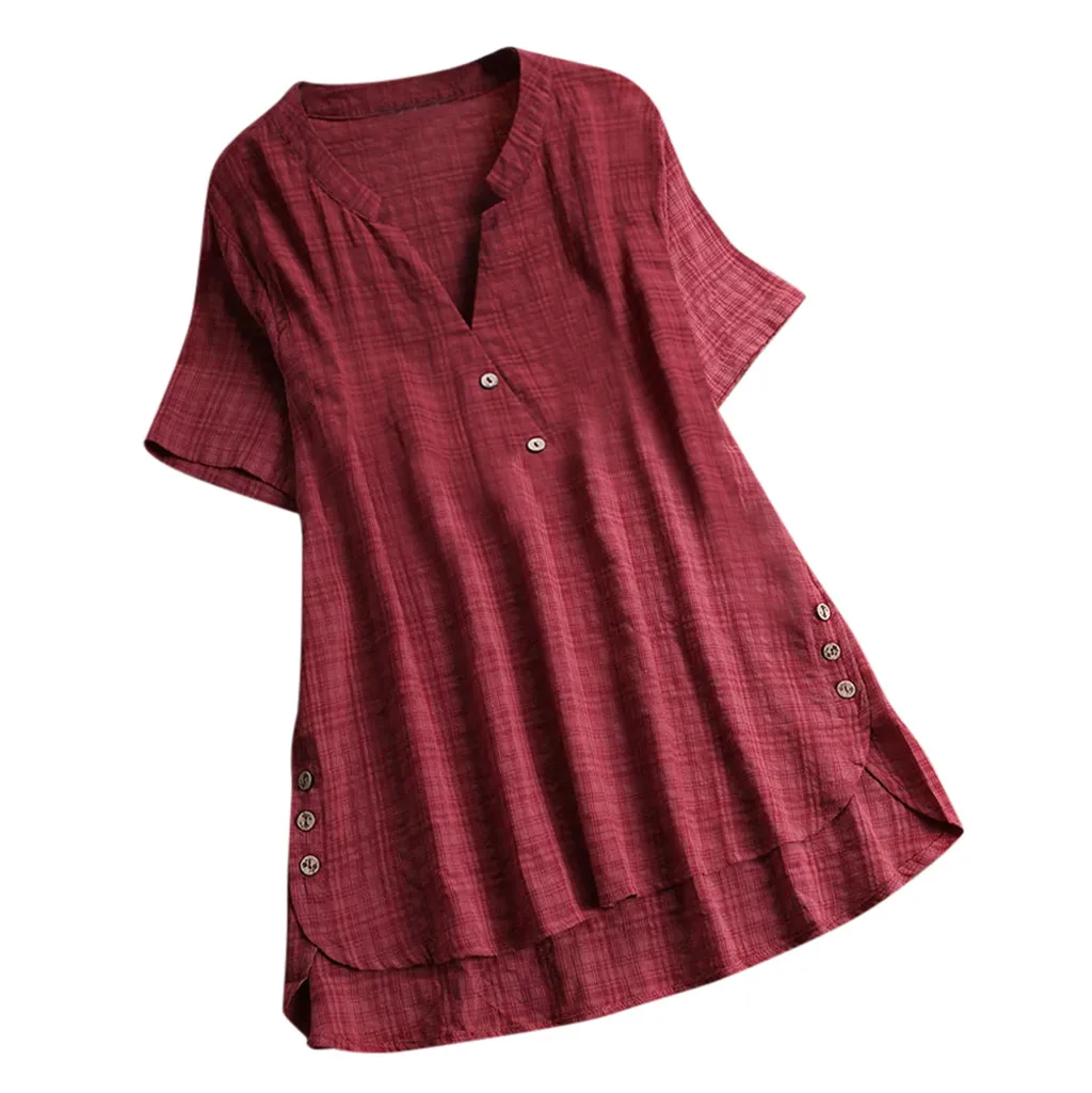 CHAMSGEND Womens Blouses V-Neck Solid Short Sleeve Casual Tops Blouse Fashion Kaftan Baggy Button Cotton Linen Tunic Blouse My31
CHAMSGEND Womens Blouses V-Neck Solid Short Sleeve Casual Tops Blouse Fashion Kaftan Baggy Button Cotton Linen Tunic Blouse My31