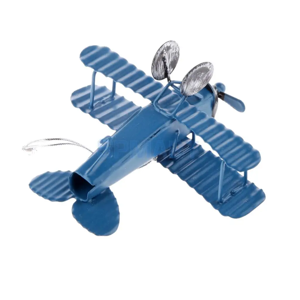 Collectible Metal Aircraft Model Biplane Plane Toy String Hanging Decoration