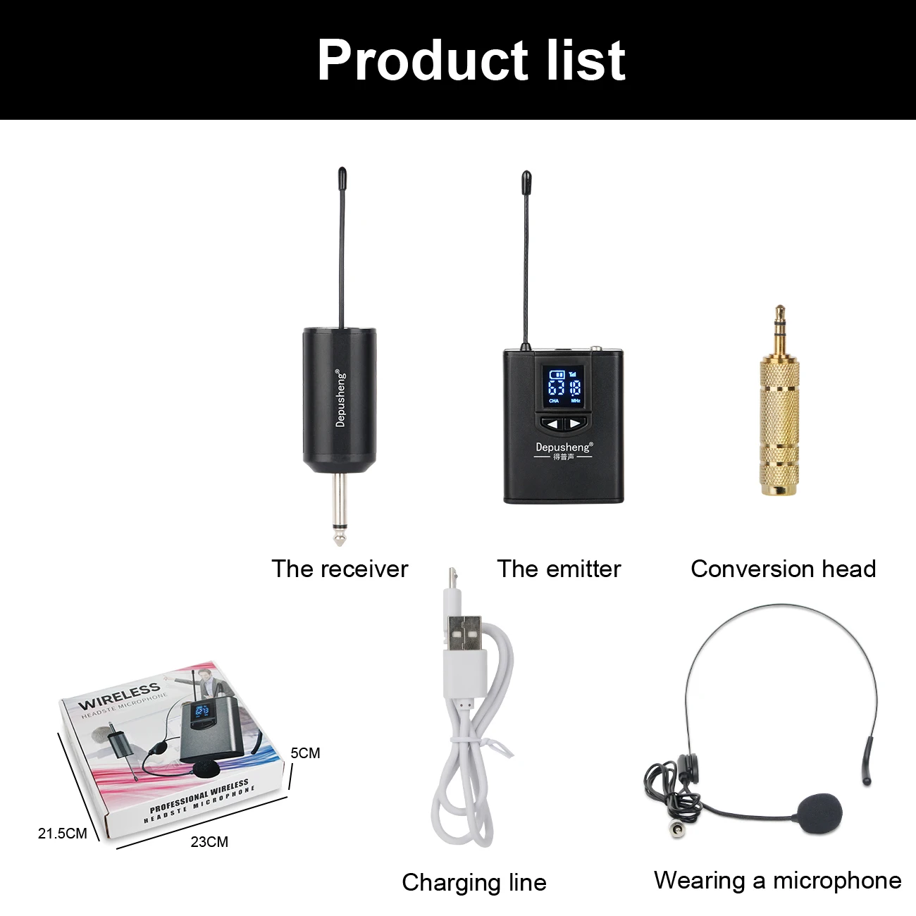 UHF Wireless Headset Microphone/Lavalier Lapel Mic with Bodypack Transmitter and Mini Rechargeable Receiver 1/4" Output
UHF Wireless Headset Microphone/Lavalier Lapel Mic with Bodypack Transmitter and Mini Rechargeable Receiver 1/4" Output