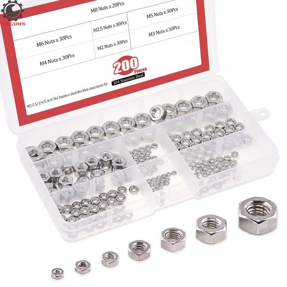 200Pcs DIN934 Hex Nuts Metric Coarse Thread Nut M2 M2.5 M3 M4 M5 M6 M8 304 Stainless Steel Hex Nuts
200Pcs DIN934 Hex Nuts Metric Coarse Thread Nut M2 M2.5 M3 M4 M5 M6 M8 304 Stainless Steel Hex Nuts
