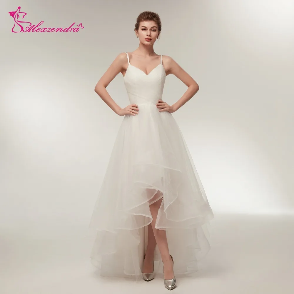 Alexzendra Stock Dresses High Low Cheap Wedding Dress With Straps