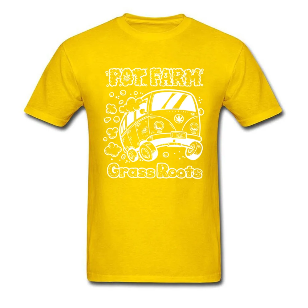 Birthday Top T-shirts Cheap Short Sleeve Summer Pure Cotton Round Neck Men Tees Normal Tee-Shirt Summer Autumn Pot Farm Grass Roots Van White yellow