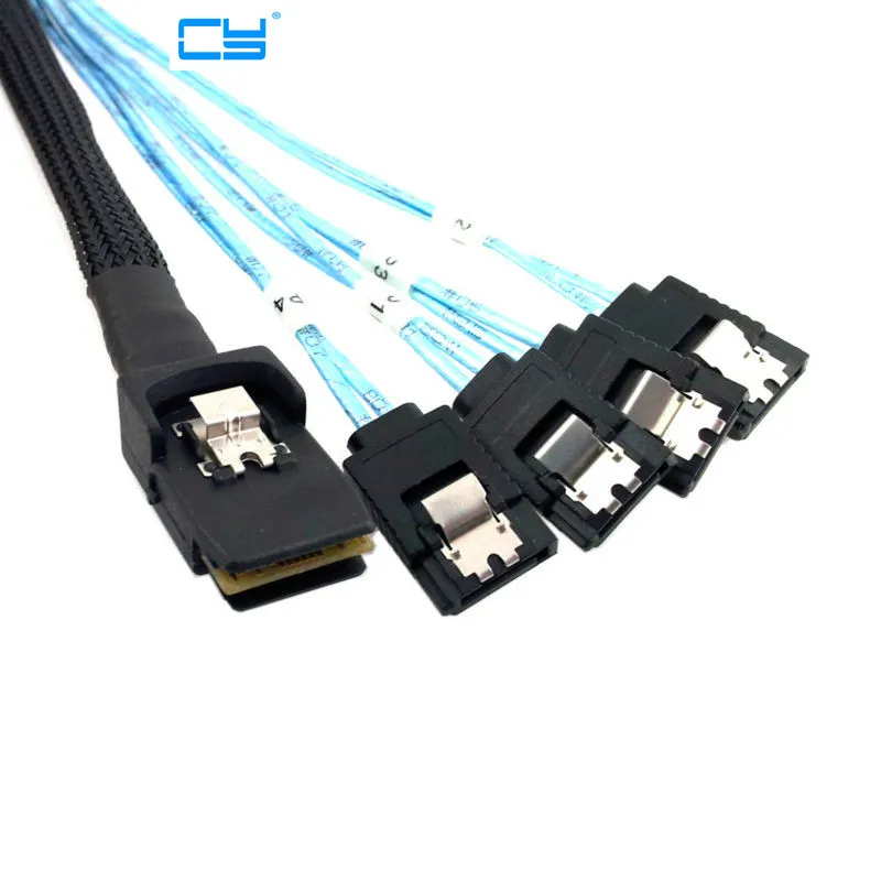 Внутренний кабель для жесткого диска MINI SAS 4i SFF-8087 36P To 4 SATA 7Pin HDD 1 м | Компьютеры и