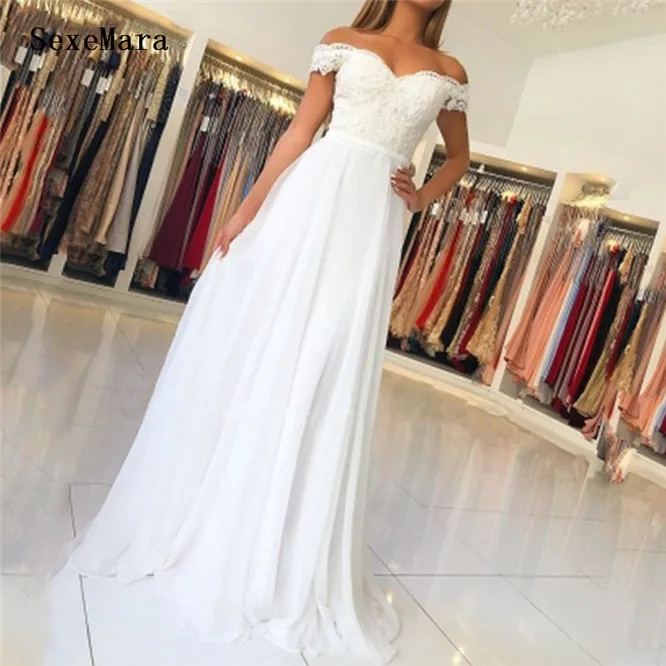 White Chiffon Off The Shoulder Wedding Dresses Lace Appliques 2019 Bridal Gown vestido de Custom Made
White Chiffon Off The Shoulder Wedding Dresses Lace Appliques 2019 Bridal Gown vestido de Custom Made