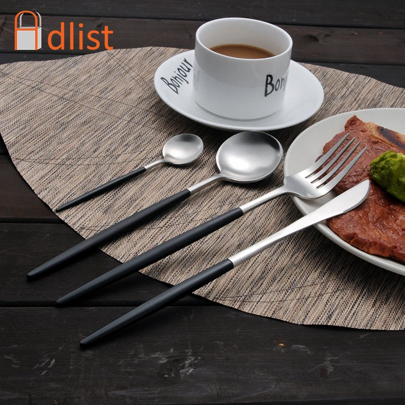 4/8/16/24 Pcs black silver Dinner cutlery set Stainless Steel Dinnerware Tableware Knife S poon Fork Kitchen Accessories Sets
4/8/16/24 Pcs black silver Dinner cutlery set Stainless Steel Dinnerware Tableware Knife S poon Fork Kitchen Accessories Sets