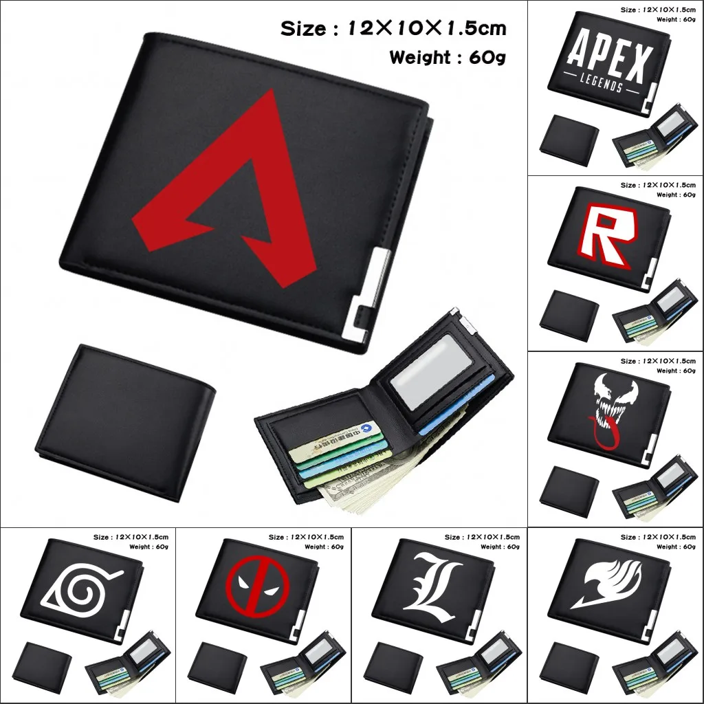 Game anime wallet Apex legends/Venom/Deadpool/Fairy Tail /Naruto/One Piece/my hero academia men wallets womens purses
Game anime wallet Apex legends/Venom/Deadpool/Fairy Tail /Naruto/One Piece/my hero academia men wallets womens purses