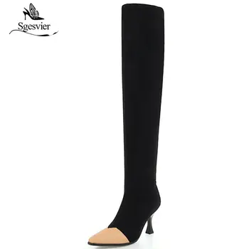 Sgesvier fashion women's over knee boots sexy pointed toe suede black kitten heels winter thigh high boots for party OX967
Sgesvier fashion women's over knee boots sexy pointed toe suede black kitten heels winter thigh high boots for party OX967