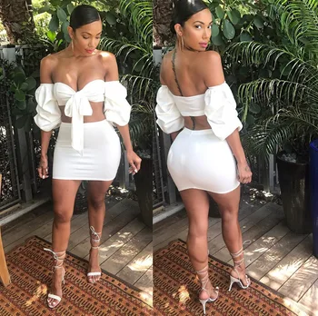 Women 2019 summer fashion off the shoulder 2 pieces mini dress puff sleeve tie-up sexy club wear dress for women
Women 2019 summer fashion off the shoulder 2 pieces mini dress puff sleeve tie-up sexy club wear dress for women