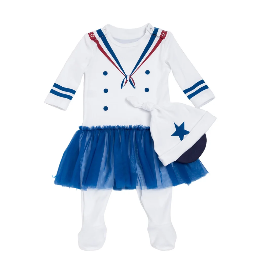 Navy Sailor Cartoon Footie Jumpsuit Long Sleeve Kid Infant Clothes Lace Tee Top Body Suit+Hat one-piece Toddler Baby Girl
Navy Sailor Cartoon Footie Jumpsuit Long Sleeve Kid Infant Clothes Lace Tee Top Body Suit+Hat one-piece Toddler Baby Girl