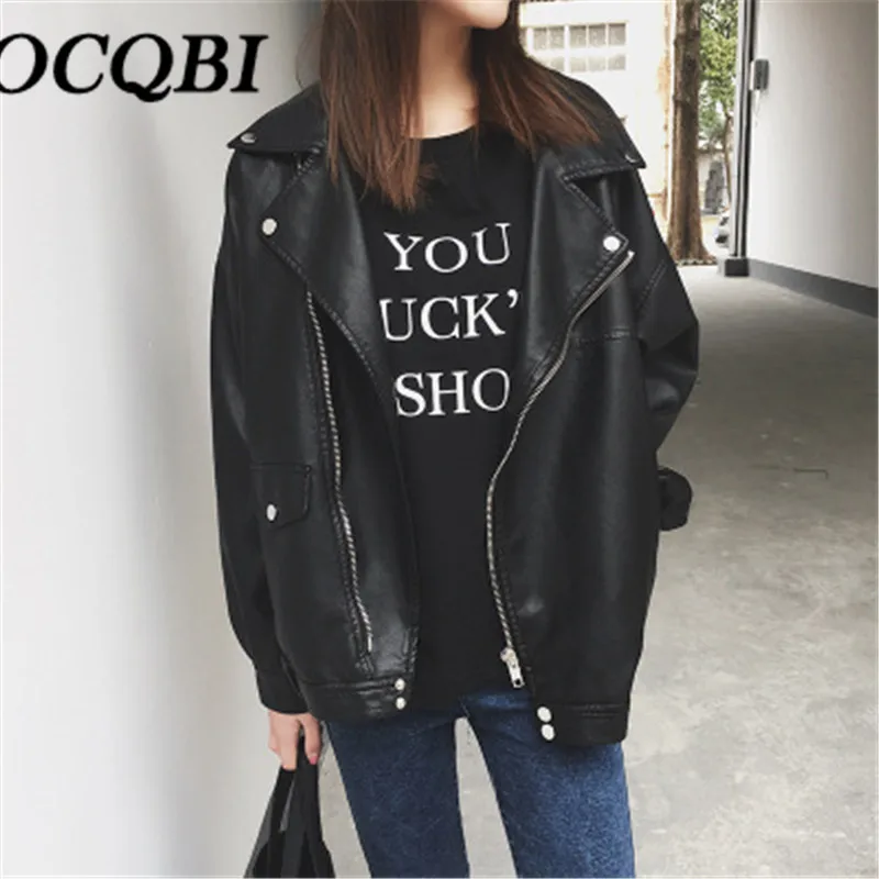 2018 Spring Casual Cool Black Bombers Jacket Pu Leather Motorcycle Jacket Elegant Women Coat
2018 Spring Casual Cool Black Bombers Jacket Pu Leather Motorcycle Jacket Elegant Women Coat