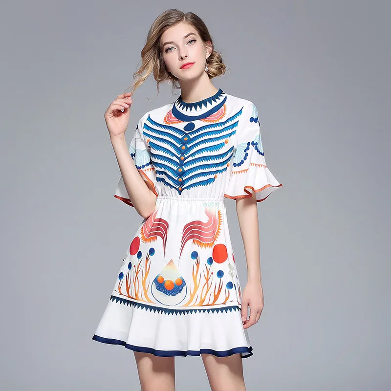 BLLOCUE 2018 Autumn Designer Runway Print Dress Vintage Women's Flare Sleeve Stand Ruffle Mini Party Dress
BLLOCUE 2018 Autumn Designer Runway Print Dress Vintage Women's Flare Sleeve Stand Ruffle Mini Party Dress