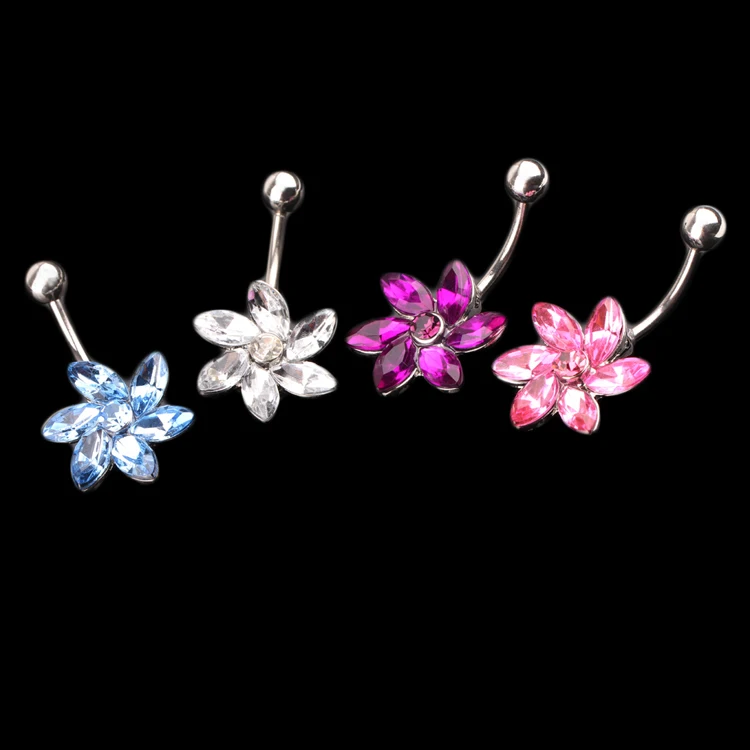 Flower Rhinestone Crystal Stainless Steel Belly Navel Ring Piercing Jewelry 4 Colors
Flower Rhinestone Crystal Stainless Steel Belly Navel Ring Piercing Jewelry 4 Colors