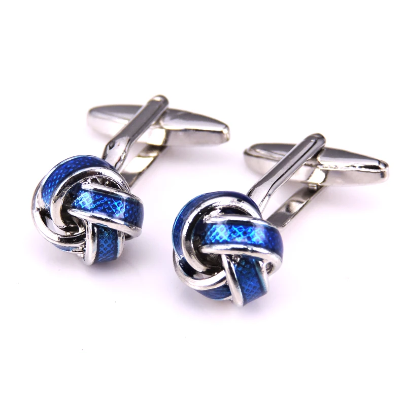 

HYX Luxury shirt Blue knot cufflink for mens Brand cuff buttons cuff links High Quality abotoaduras Jewelry