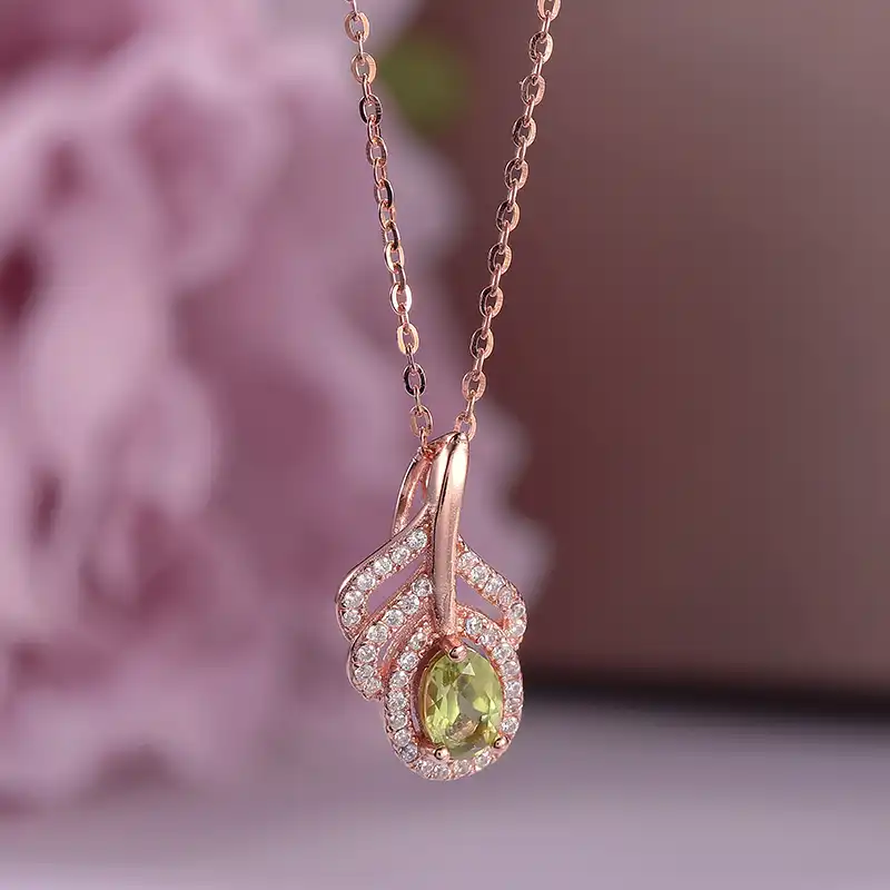 peridot gemstone pendant necklace pure 925 silver fine jewelry
