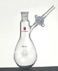 F901200G Flask, Modified schlenk Tube, Capacity:200ml, Joint:14/20, Stopcock Type:Glass 
F901200G Flask, Modified schlenk Tube, Capacity:200ml, Joint:14/20, Stopcock Type:Glass