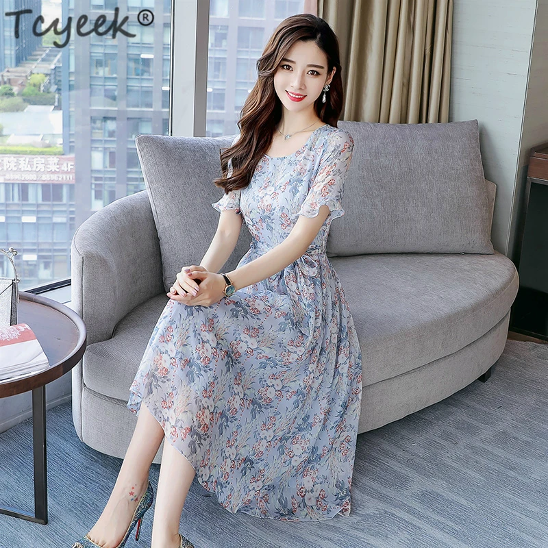 Tcyeek Elegant Silk Dress Women Long Summer Dress Slim Print Floral Dresses Plus Size Maxi Party Dresses Vestidos Verano LWL1509
Tcyeek Elegant Silk Dress Women Long Summer Dress Slim Print Floral Dresses Plus Size Maxi Party Dresses Vestidos Verano LWL1509