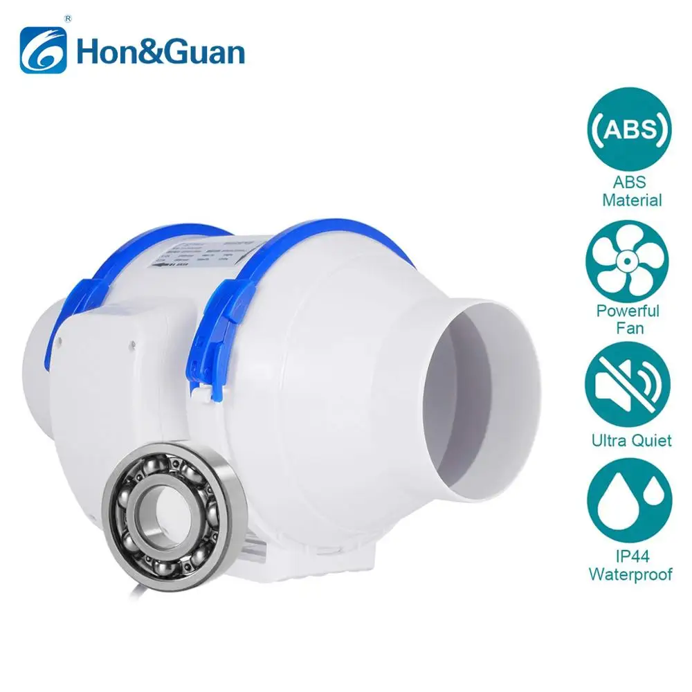 Hon&Guan 110V Inline Fans, 4'' (ш100mm) Inline Duct Extractor Fan Max Airflow 190m3/h for Bathroom, Greenhouses, Hydroponics
Hon&Guan 110V Inline Fans, 4'' (ш100mm) Inline Duct Extractor Fan Max Airflow 190m3/h for Bathroom, Greenhouses, Hydroponics
