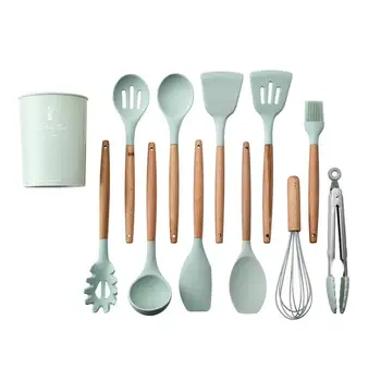 12PCS/Set Kitchen Silicone Cooking Utensils Set Wood Handle Nonstick Cookware With Storage Box Soup Spoon Egg Beater Spatula
12PCS/Set Kitchen Silicone Cooking Utensils Set Wood Handle Nonstick Cookware With Storage Box Soup Spoon Egg Beater Spatula