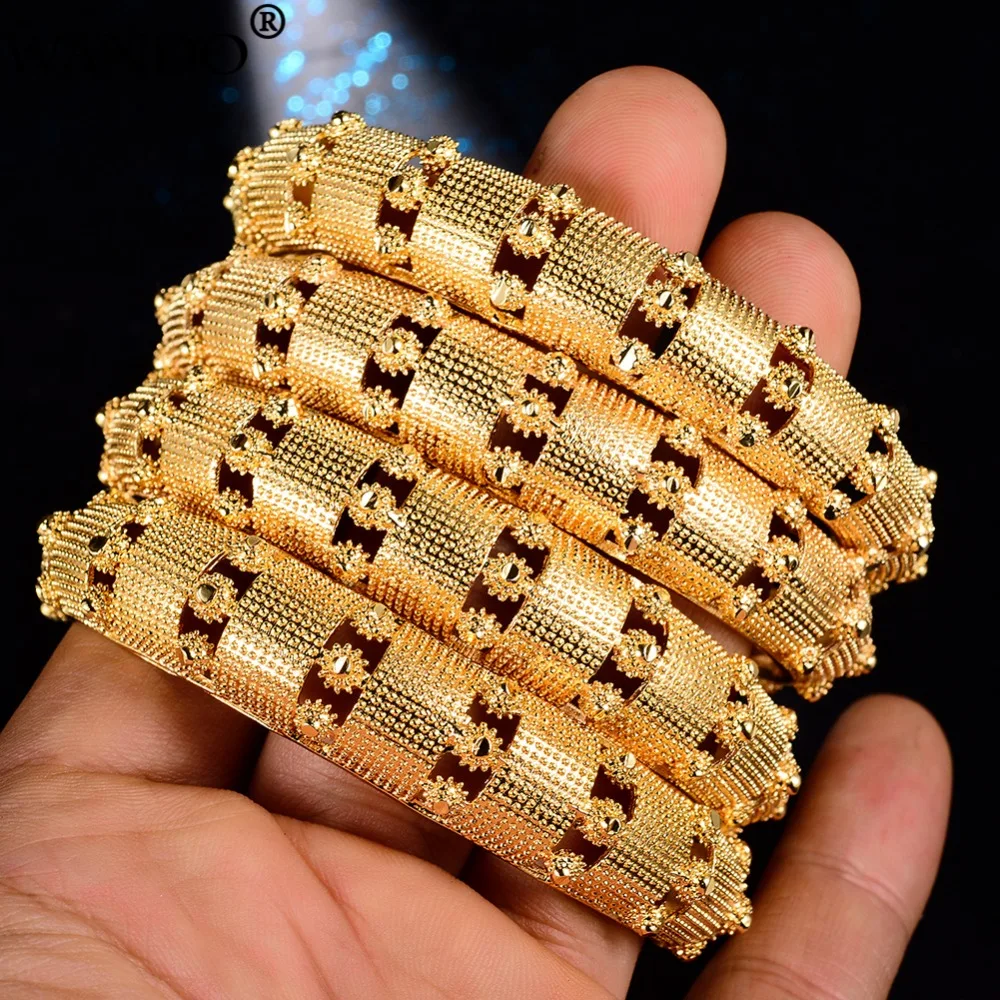 Wando Newest 4pc Gold Bangles for Women/Girl Ethnic Dubai France jewelry Wedding Hollow Bracelet Ramadan Middle East mama giftb9
Wando Newest 4pc Gold Bangles for Women/Girl Ethnic Dubai France jewelry Wedding Hollow Bracelet Ramadan Middle East mama giftb9