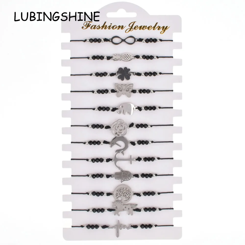 12pcs/Sets Women Stainless Steel Crystal Beads Bracelet Adjustable Rope Chain Infinite Love Unicorn Charms Bracelets Jewelry
12pcs/Sets Women Stainless Steel Crystal Beads Bracelet Adjustable Rope Chain Infinite Love Unicorn Charms Bracelets Jewelry