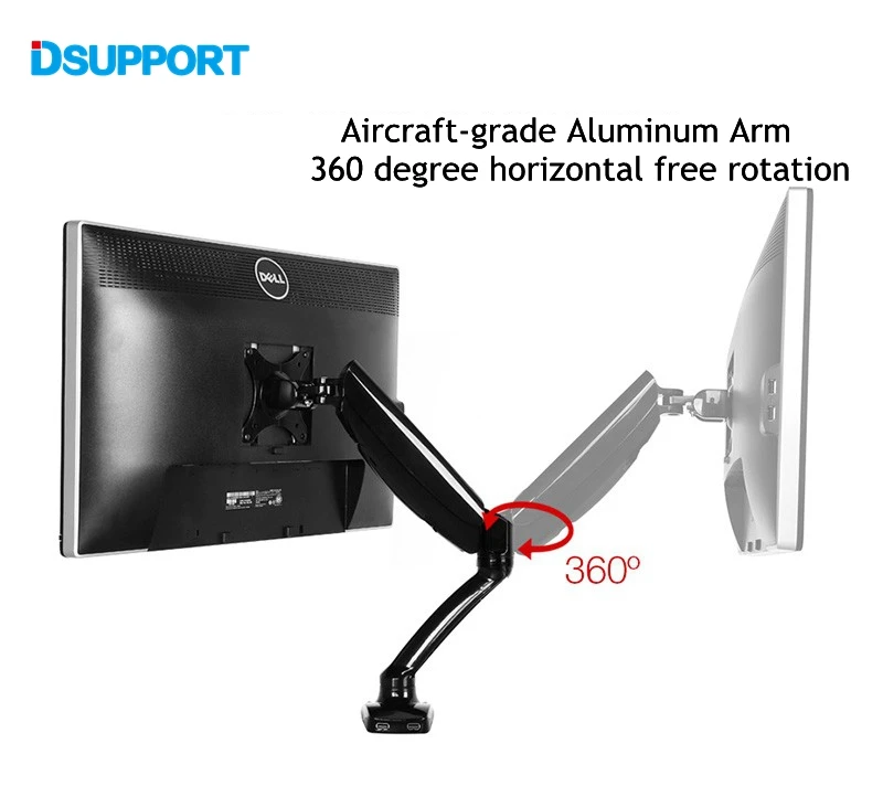 

Free Shipping Loctek D5 Desktop Gas Spring 10"-27" LCD LED Monitor Holder Computer Mount Arm With 2 USB Port Loading 2-6.5kgs