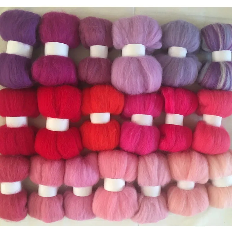 ceramic fibre wool feltro mixed feutrine naaldvilten lana merino roving for needle feling kit diy crafa 18colors |