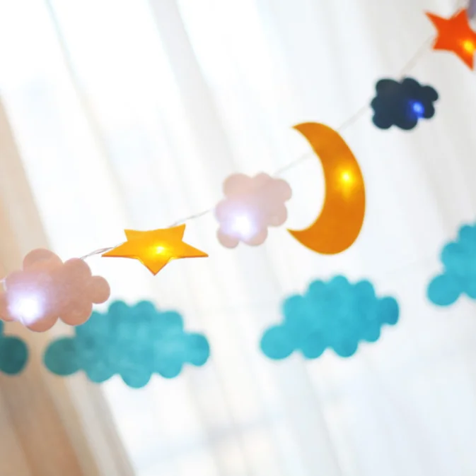 Image Cloud Star LED Bunny Flags Bunting Banner Wall Streamers Baby Shower Decorations Kids Birthday Party Decor Supplies