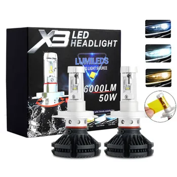 2pcs X3 led headlight 50W 6000LM H4 H7 LED Car Headlight 3000K/6500K/8000K ZES Chip H1 H11 9005 HB3 9006 HB4 h8 LED headlamp
2pcs X3 led headlight 50W 6000LM H4 H7 LED Car Headlight 3000K/6500K/8000K ZES Chip H1 H11 9005 HB3 9006 HB4 h8 LED headlamp