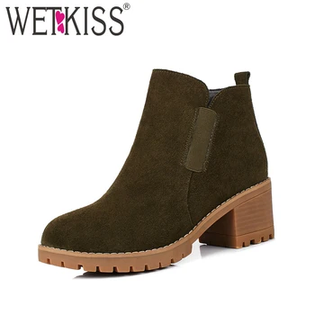 WETKISS High Heels Spring Women Ankle Boots 2019 Cow Suede Platform Women Shoes Elastic Band Wood Square Heel Round Toe Footwear
WETKISS High Heels Spring Women Ankle Boots 2019 Cow Suede Platform Women Shoes Elastic Band Wood Square Heel Round Toe Footwear