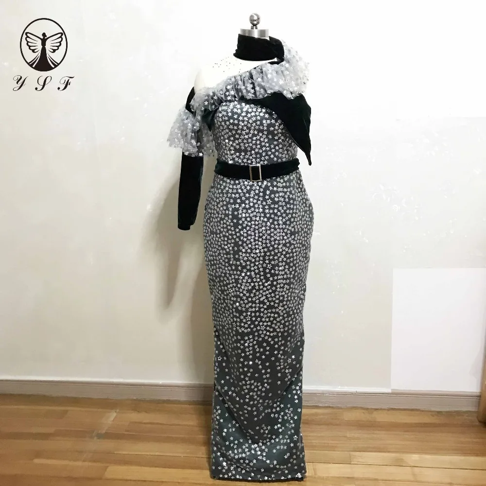 New Arrival High Collar Bling Bling Star One Shoulder Long Sleeve Straight Floor Length Formal Prom Dresses
New Arrival High Collar Bling Bling Star One Shoulder Long Sleeve Straight Floor Length Formal Prom Dresses
