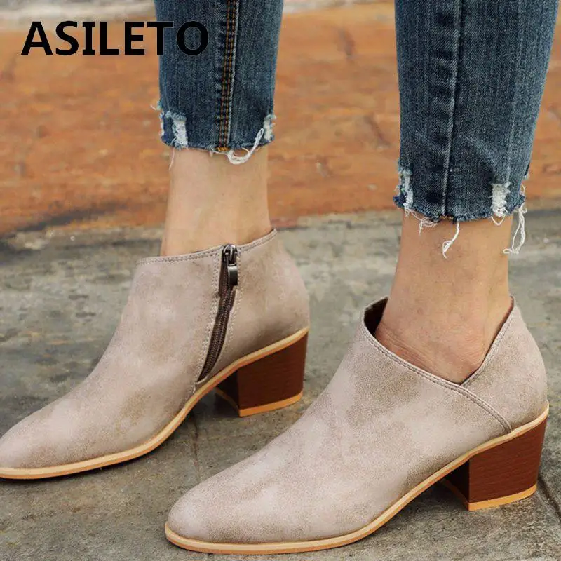 ASILETO 2019 Autumn Women Shoes Retro High Heel Ankle Boots Female chunky Mid Heels Casual Botas Mujer Booties Feminina botaH241
ASILETO 2019 Autumn Women Shoes Retro High Heel Ankle Boots Female chunky Mid Heels Casual Botas Mujer Booties Feminina botaH241