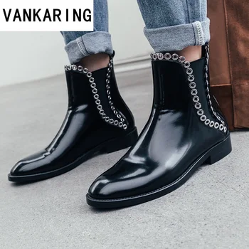 black rivets ankle boots shoes women autumn boots for women thick heel slip-on casual female leather riding boots botas mujer
black rivets ankle boots shoes women autumn boots for women thick heel slip-on casual female leather riding boots botas mujer