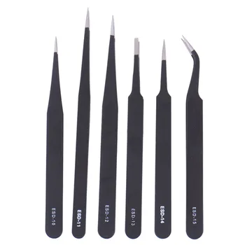6 Pcs/Set Safe Anti-static Stainless Steel Tweezers Repairing Maintenance Tools ESD Multi Function ESD Tools
6 Pcs/Set Safe Anti-static Stainless Steel Tweezers Repairing Maintenance Tools ESD Multi Function ESD Tools