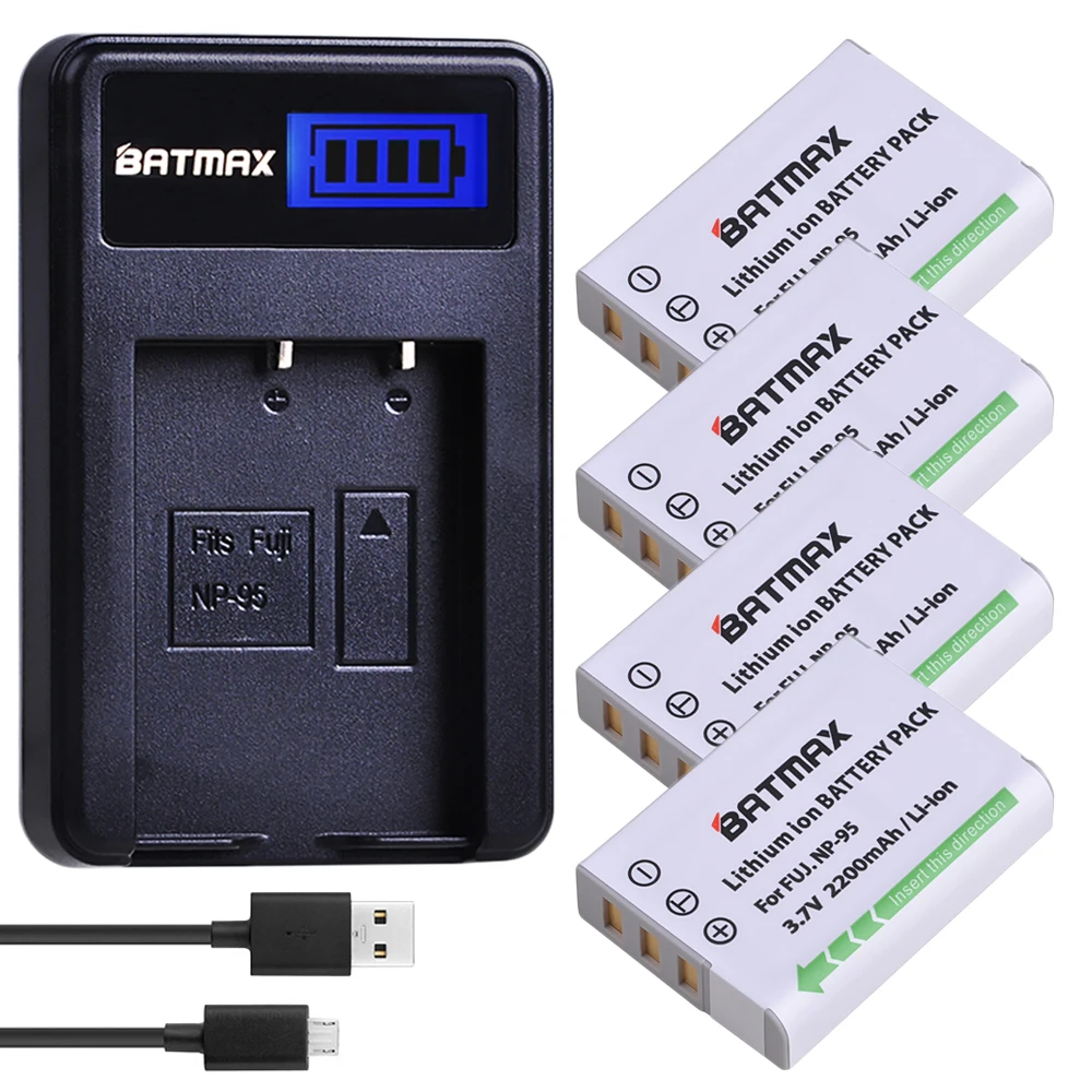 

Batmax 4pcs 2200mAh NP-95 NP 95 NP95 Battery+LCD USB Charger for Fujifilm X30 X100 X100S X100T XS1 Fujifilm FinePix F30 F31 3D