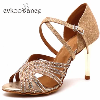 Zapatos De Baile Professional Golden/Blue Glitter With Rhinostone Latin Dancing Shoes 8.5/7cm Heel Height Size US 4-12 NL243 
Zapatos De Baile Professional Golden/Blue Glitter With Rhinostone Latin Dancing Shoes 8.5/7cm Heel Height Size US 4-12 NL243
