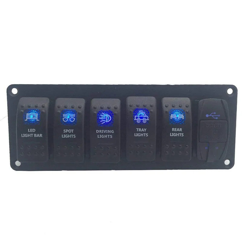 12V 24V Waterproof 6 Gang LED Rocker Switch Panel Circuit Breaker Dual USB Port Toggle Control Switch RV Car Boat Marine
12V 24V Waterproof 6 Gang LED Rocker Switch Panel Circuit Breaker Dual USB Port Toggle Control Switch RV Car Boat Marine
