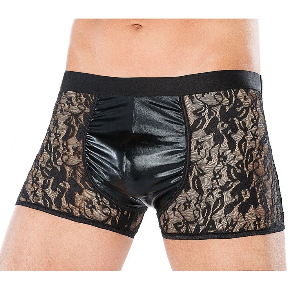 2019 New Men's Sexy Panties Underwear Sheer Floral Lace Faux Leather Spliced Boxer Shorts Men Hot Erotic Underpants Lingerie
2019 New Men's Sexy Panties Underwear Sheer Floral Lace Faux Leather Spliced Boxer Shorts Men Hot Erotic Underpants Lingerie
