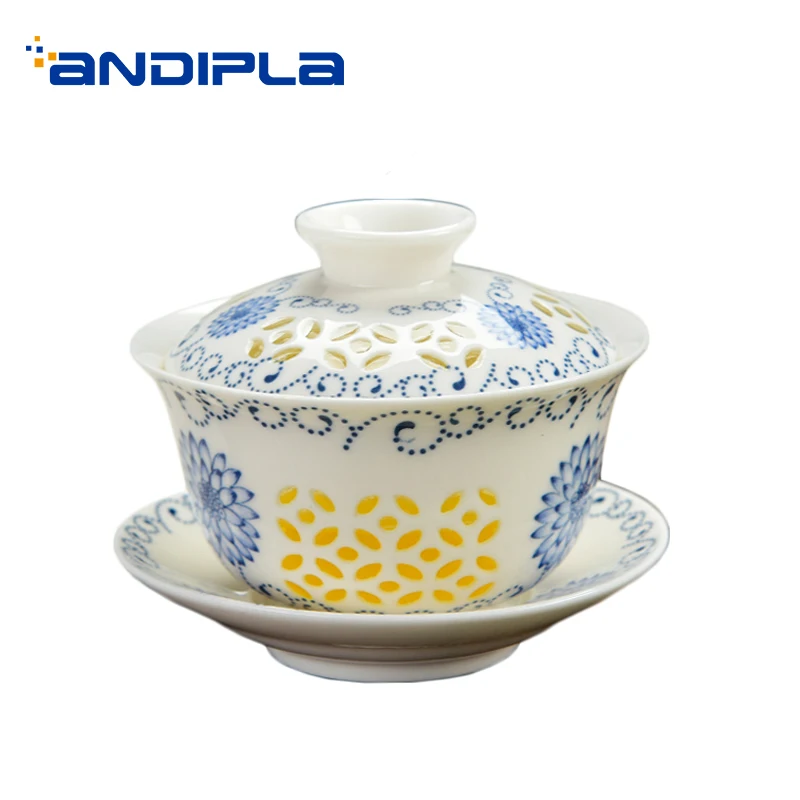 175 мл китайский стиль полый фарфор Gaiwan винтажная посуда для напитков ручная