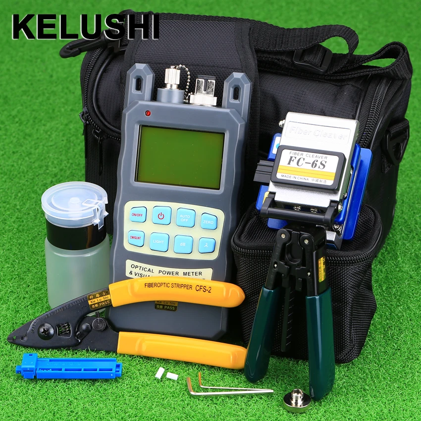 KELUSHI 9pcs/set FTTH Tool Kit with FC-6S Fiber Cleaver and Optical Power Meter 10mW Fiber Optic Stripper Tools
KELUSHI 9pcs/set FTTH Tool Kit with FC-6S Fiber Cleaver and Optical Power Meter 10mW Fiber Optic Stripper Tools