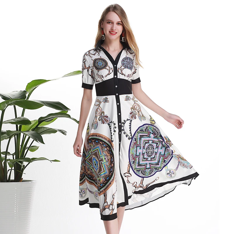 New Arrival Pretty Print Women Dress High Quality 2019 Short Sleeve V_neck Mid-Calf Length Female Cute Dress
New Arrival Pretty Print Women Dress High Quality 2019 Short Sleeve V_neck Mid-Calf Length Female Cute Dress