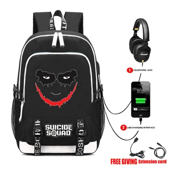 Suicide Squad The Joker Backpack Rucksack Bag w/ USB Fashion Port/ Headphone interface Students Book Laptop bag
Suicide Squad The Joker Backpack Rucksack Bag w/ USB Fashion Port/ Headphone interface Students Book Laptop bag
