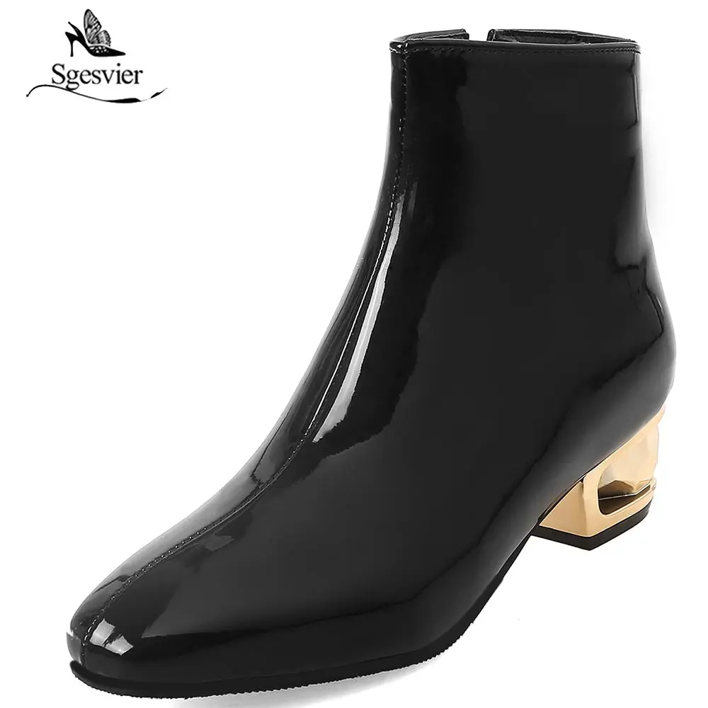 Sgesvier Crystal Heels Blue Pink Black Patent Leather Pu Ankle Boots for Women Fashion Square Toe Ladies Shoes Party Plus Size
Sgesvier Crystal Heels Blue Pink Black Patent Leather Pu Ankle Boots for Women Fashion Square Toe Ladies Shoes Party Plus Size