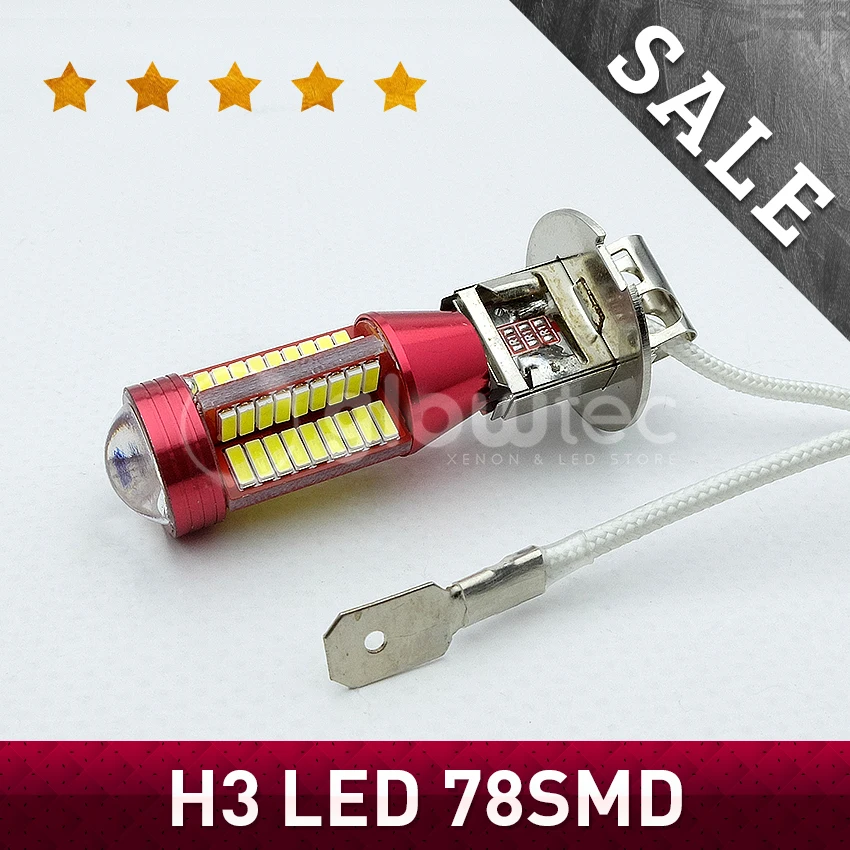 PROMOTION SALE 1 piece LED H3 78 SMD 4014 lens LED Headlight Lamp 78smd Bulb external Fog light lamps White 12V to 18V GLOWTEC
PROMOTION SALE 1 piece LED H3 78 SMD 4014 lens LED Headlight Lamp 78smd Bulb external Fog light lamps White 12V to 18V GLOWTEC