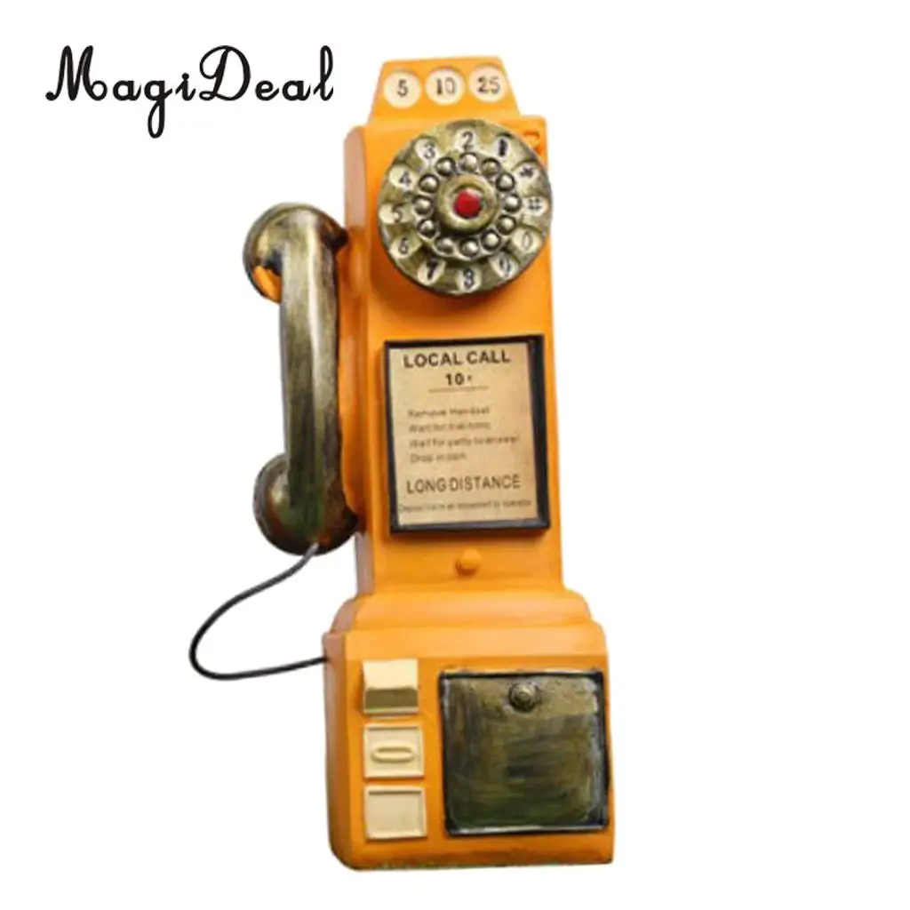 Vintage Rotary Phone Piggy Bank Home Office Desk Display Resin Crafts Tabletop Centerpieces Collectible Figurines Ornaments Gift