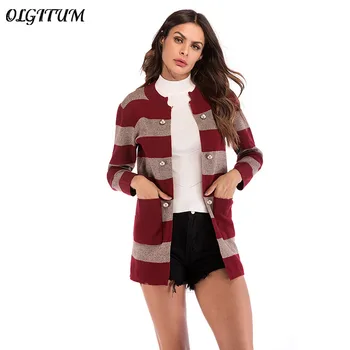 2019 Autumn/Winter New Female Jacket Women Striped Button Pocket Knit Cardigan Fashion Color Matching Long-sleeved Open Stitch
2019 Autumn/Winter New Female Jacket Women Striped Button Pocket Knit Cardigan Fashion Color Matching Long-sleeved Open Stitch