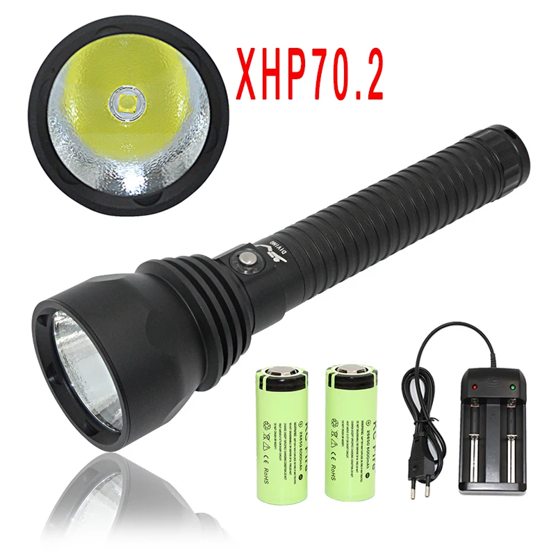 XHP70.2 LED Diving Flashlight 26650 battery Underwater 100M Dive Torch 4modes Waterproof Linterna Lamp for Scuba dive
XHP70.2 LED Diving Flashlight 26650 battery Underwater 100M Dive Torch 4modes Waterproof Linterna Lamp for Scuba dive
