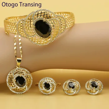 Otogo Transing wholesale 2019 Gold Color Jewelry Set Fashion Charm Black Crystal Ring Earrings Necklace Bracelet Flower SET206
Otogo Transing wholesale 2019 Gold Color Jewelry Set Fashion Charm Black Crystal Ring Earrings Necklace Bracelet Flower SET206