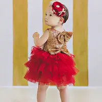 Baby Dresses Baby Flower Girl Sequins Dress Bow Tulle Tutu Party Backless Dresses Sundress image