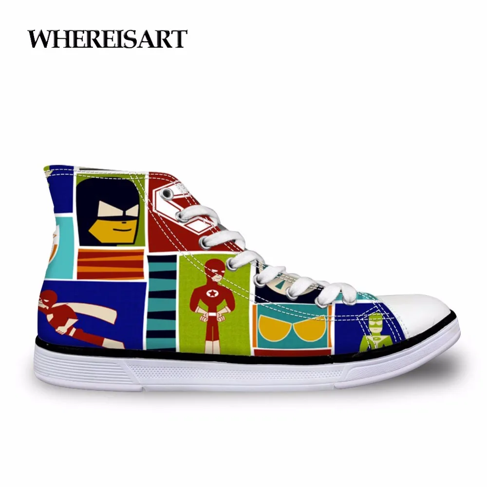 WHEREISART Classic Canvas Shoes Comic Book Cartoon Pattern Vulcanized Shoes Men Personalized Sneakers High Top Men Flats Shoes
WHEREISART Classic Canvas Shoes Comic Book Cartoon Pattern Vulcanized Shoes Men Personalized Sneakers High Top Men Flats Shoes