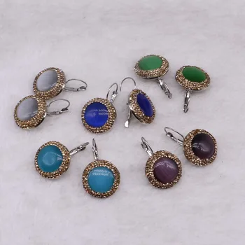 Fashion natural stone earrings Pave gold rhinestone Round stone earrings simple style stone earrings gift to lady 3347
Fashion natural stone earrings Pave gold rhinestone Round stone earrings simple style stone earrings gift to lady 3347